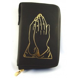Custodia Liturgia delle ore 4 volumi in pelle  "Mani Giunte" in foglia oro - 7245H2
