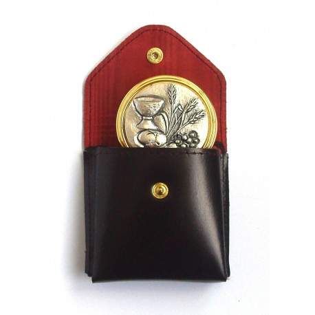 Porta teca in pelle con cordoncino, completa di teca - 6227-3AG