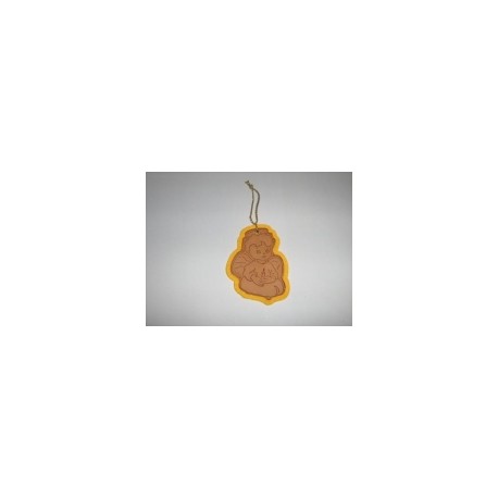 Angioletto con candelina in cuoio colore naturale con stampa a caldo - an01C