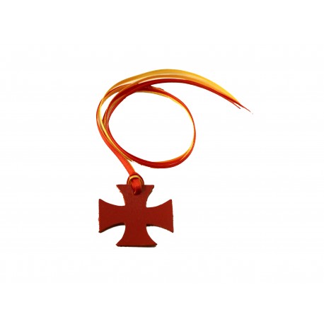 Segnalibro in cuoio croce di Malta con 4 nastrini colorati - 0451