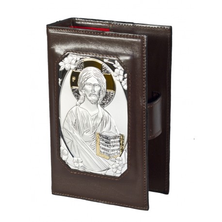 Custodia per Bibbia "Cristo Pantocratore" su placca in alluminio dorato - 6253A